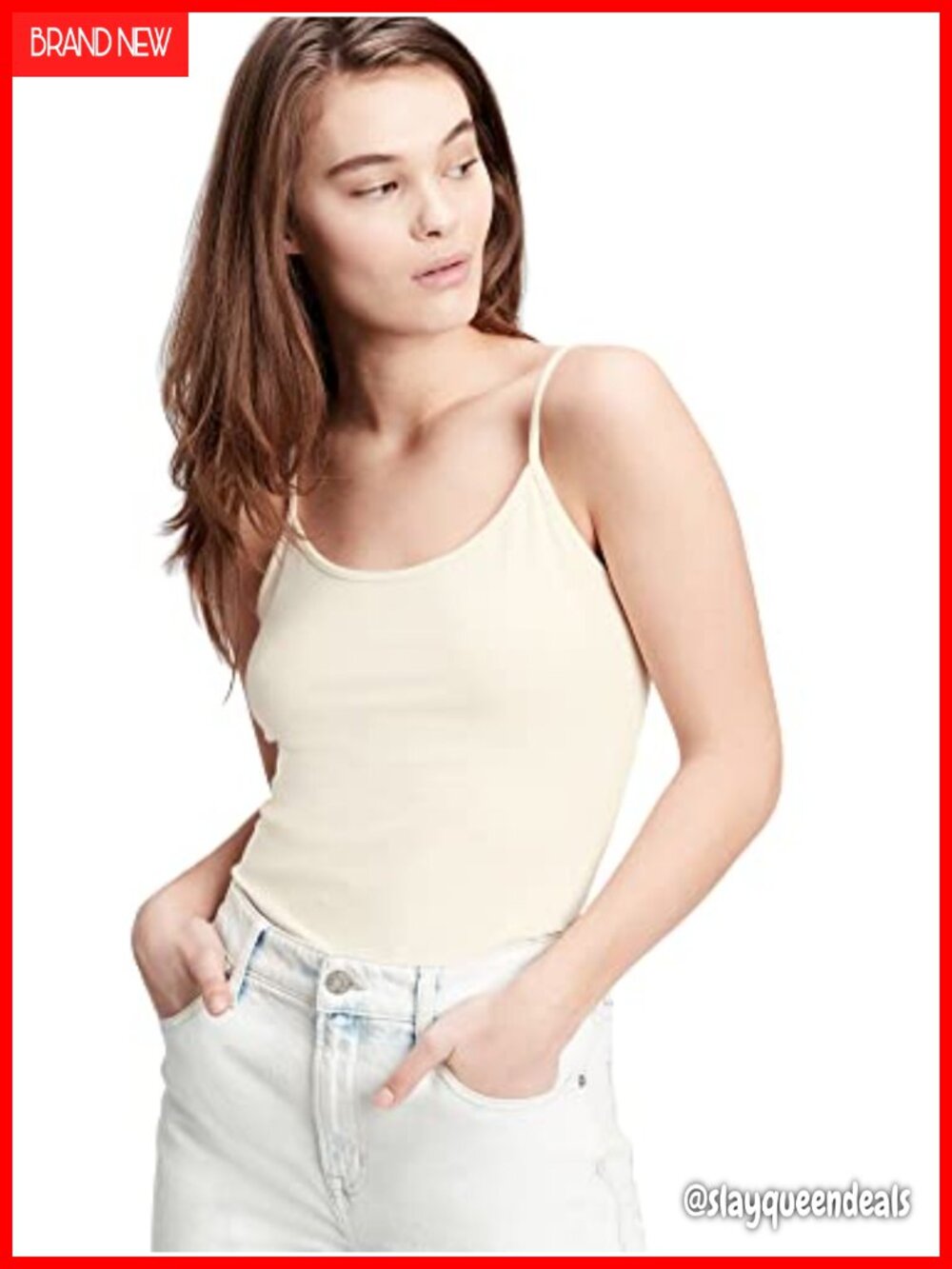 Fitted Scoop Neck Cami Tank Top Sleeveless Fitted Stretch Pull On